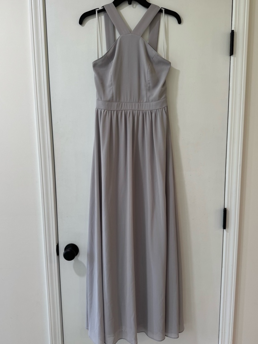 Lulus S Dress Womens Maxi Air of Romance Grey Bridesmaid Wedding Prom Elegant - Picture 2 of 5